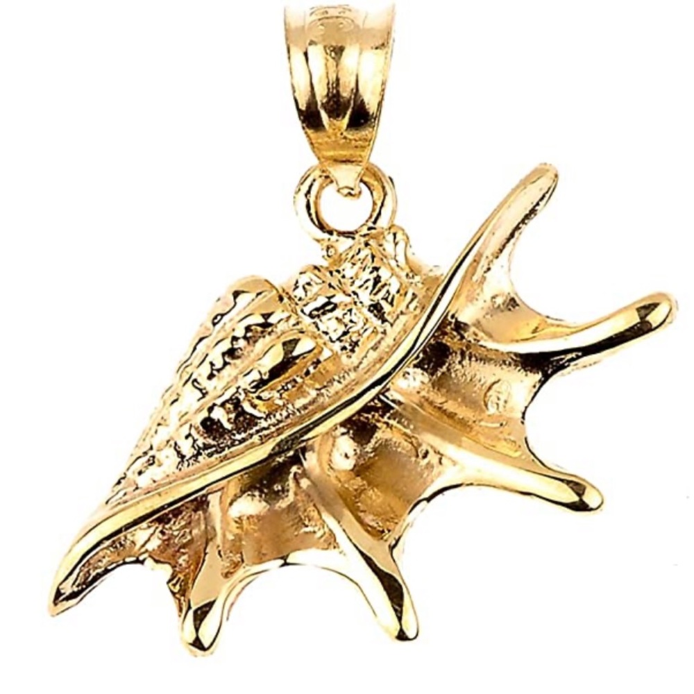 10K Solid Gold Seashell Pendant